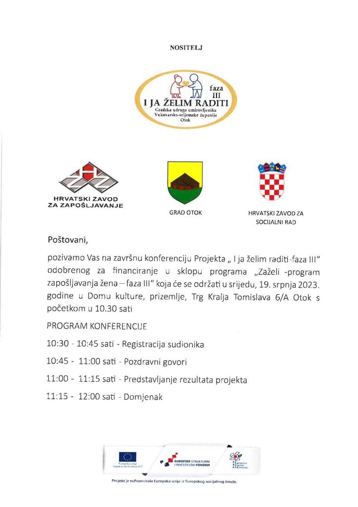 Završna konferencija I ja želim raditi - faza III